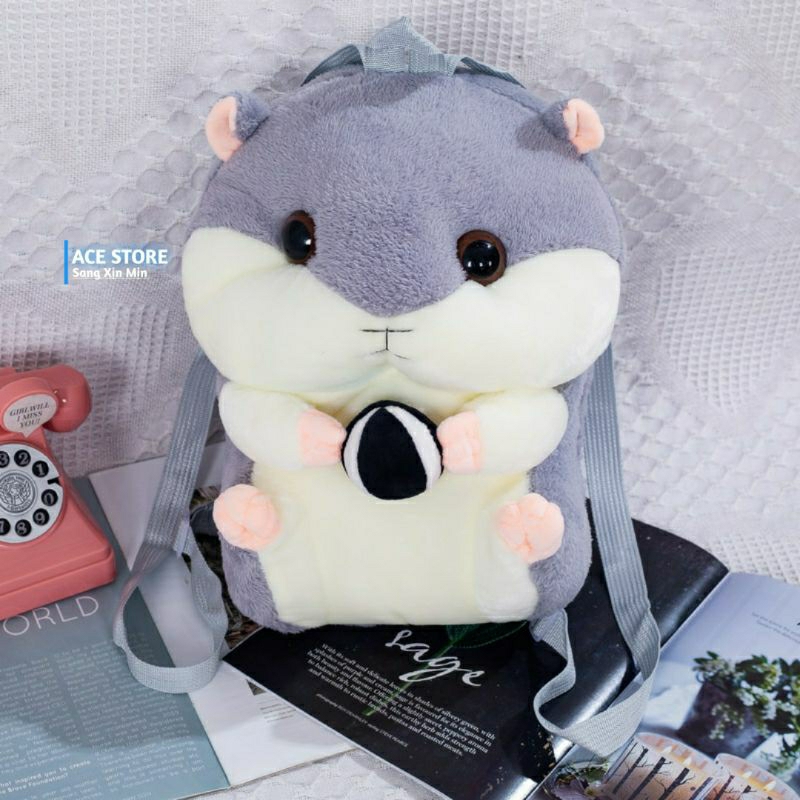 Balo sóc chuột Hamster thú nhồi bông cao cấp phối 2 màu