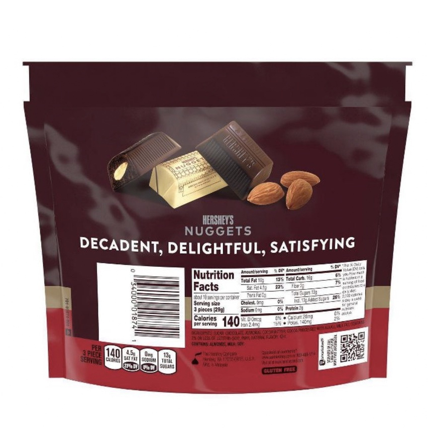 Socola Hershey Nuggets Đắng Hạnh Nhân 286g