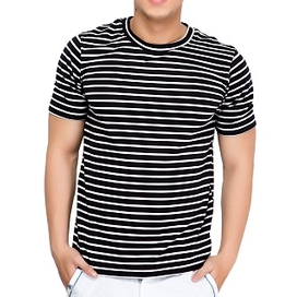 Áo Thun Nam Kẻ Sọc Tay Ngắn Áo Thun Tay Ngắn Cổ Tròn Nam Nữ 𝗔́𝗼 𝗞𝗲̉ 𝗦𝗼̣𝗰 Co Dản Thể Thao