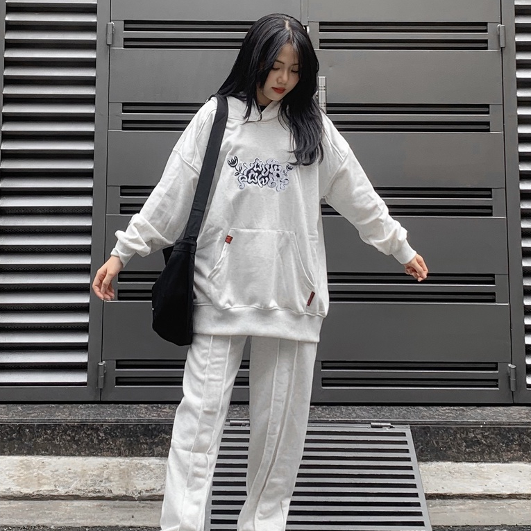 Áo khoác hoodie raglan hoạ tiết thêu hoa Tulip form rộng vải nỉ chân cua Unisex | Youth Power | BigBuy360 - bigbuy360.vn