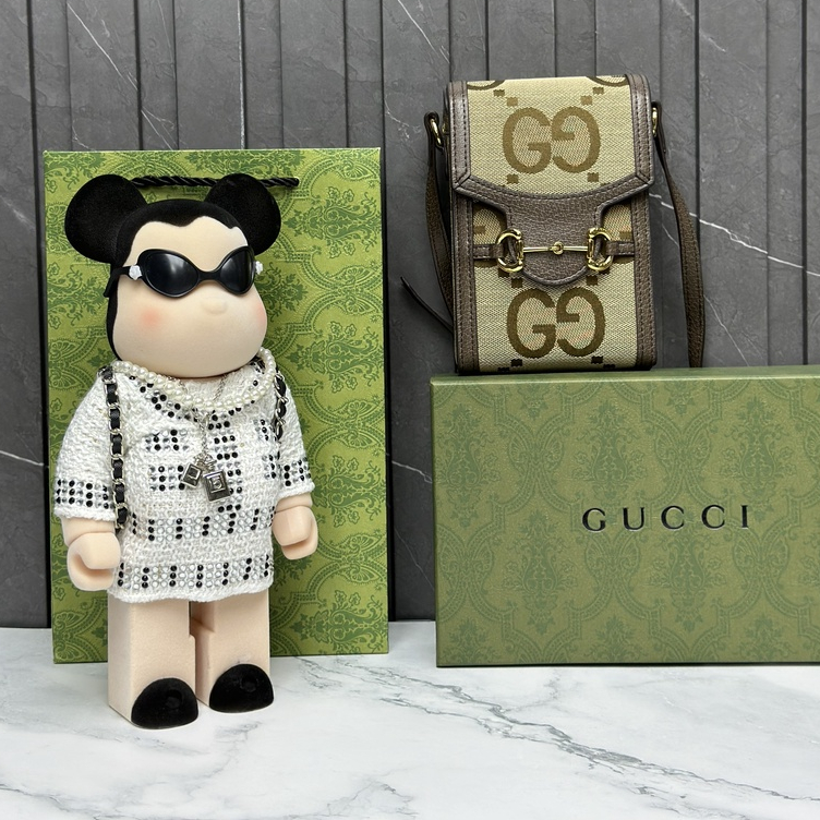 Túi đeo chéo Gucci mini nâu họa tiết GG to fullbox bill thẻ LA on web