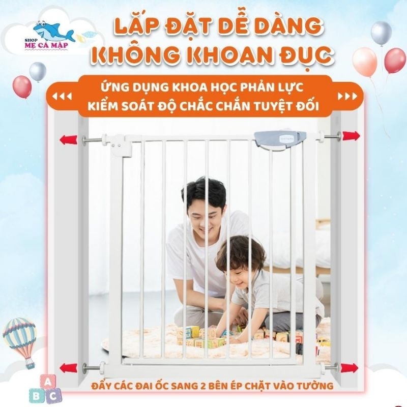 (Hỏa tốc HCM) Thanh chắn cửa, chắn cầu thang không khoan tường an toàn cho trẻ nhỏ