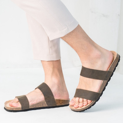 DK18 - Dép Đế Trấu Birken BIOLINE Official Hai Quai Ngang Da Bò Lót Chống Nước