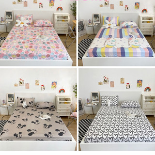 Bộ ga gối 1m6/1m8/2m drap giường cotton poly 5D, ga trải giường + 2 vỏ gối nằm đơn giản ETAMI BEDDING