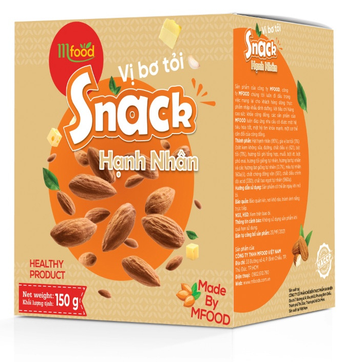 SNACK HẠNH NHÂN VỊ BƠ TỎI TÚI 30G