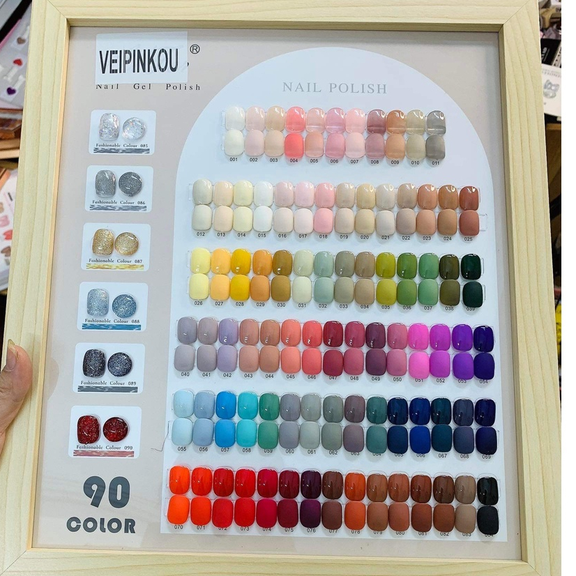 Set Sơn Gel 90 Màu - VEIPINKOU- tặng kèm bảng màu và cặp base top