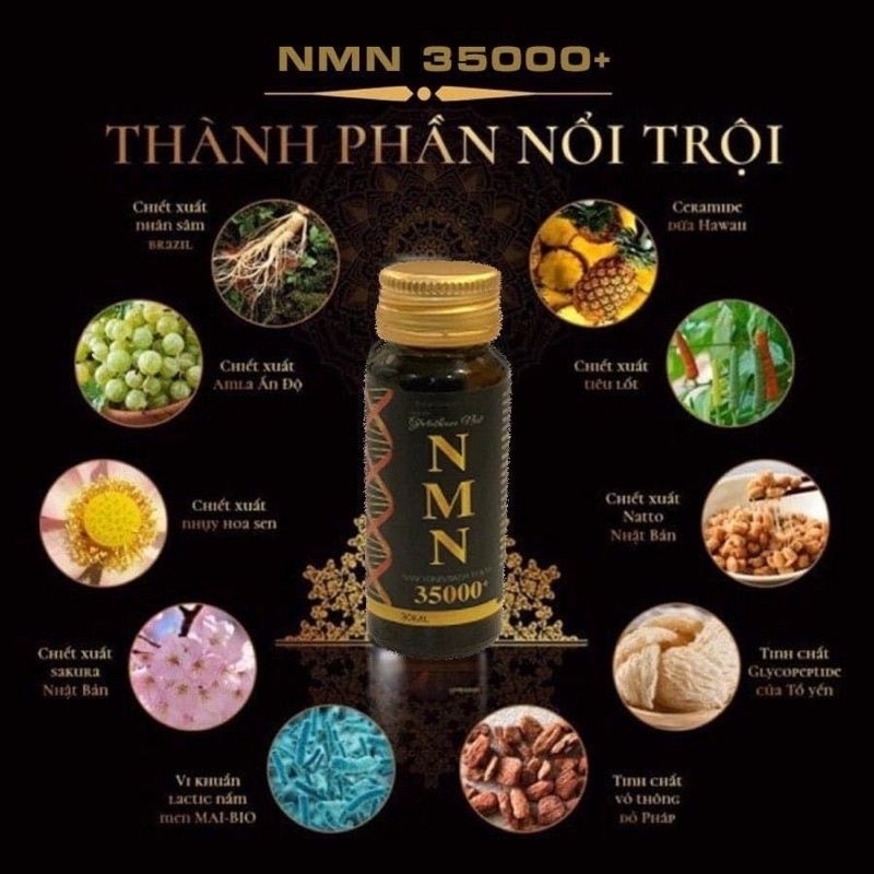 Nước uống collagen NMN 35000+ ngăn ngừa lão hóa da.trắng da hết nám.hộp 10 chai