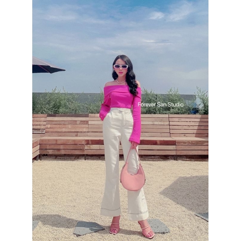 ÁO trễ vai hồng sen