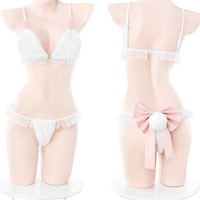 Cosplay thỏ tuyết cao cấp kèm nón gợi cảm - bộ đồ lót lingerie hóa trang Bunny vải giả lông thú sexy | BigBuy360 - bigbuy360.vn