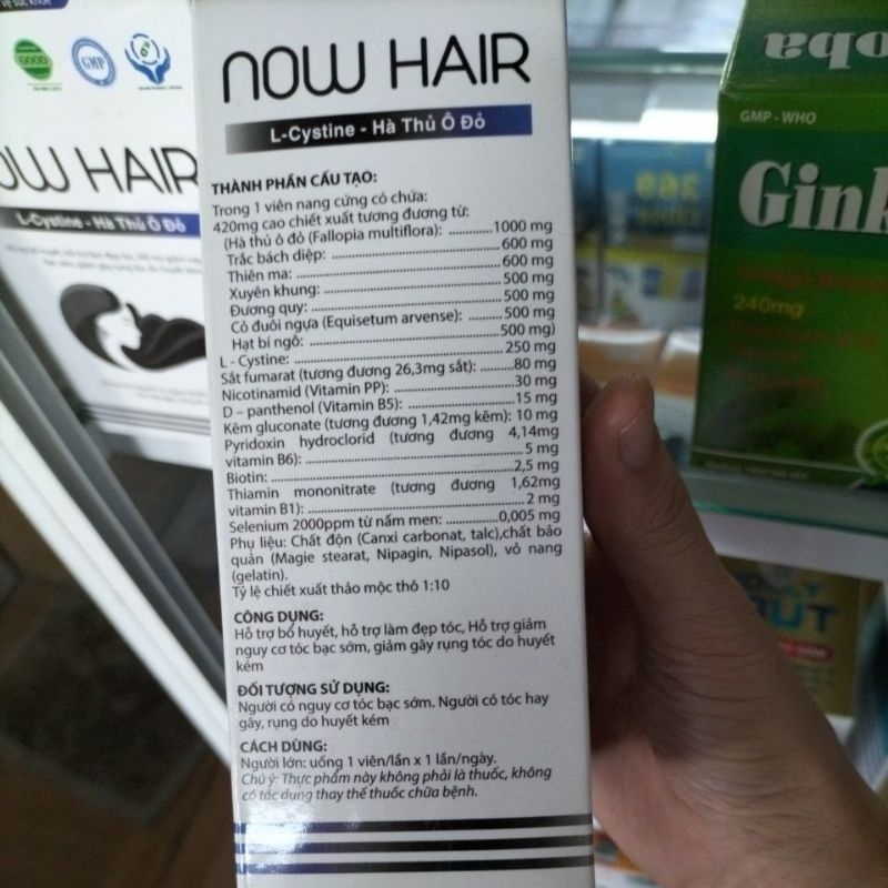 Viên uống đẹp tóc hà thủ ô Now Hair hộp 30 viên