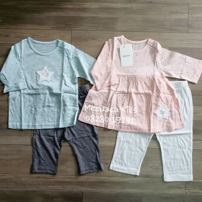 Bộ lửng tay lỡ cotton giấy/xước thun co giãn nằm điều hòa xuất Hàn dư xịn cho bé trai bé gái hình trăng sao