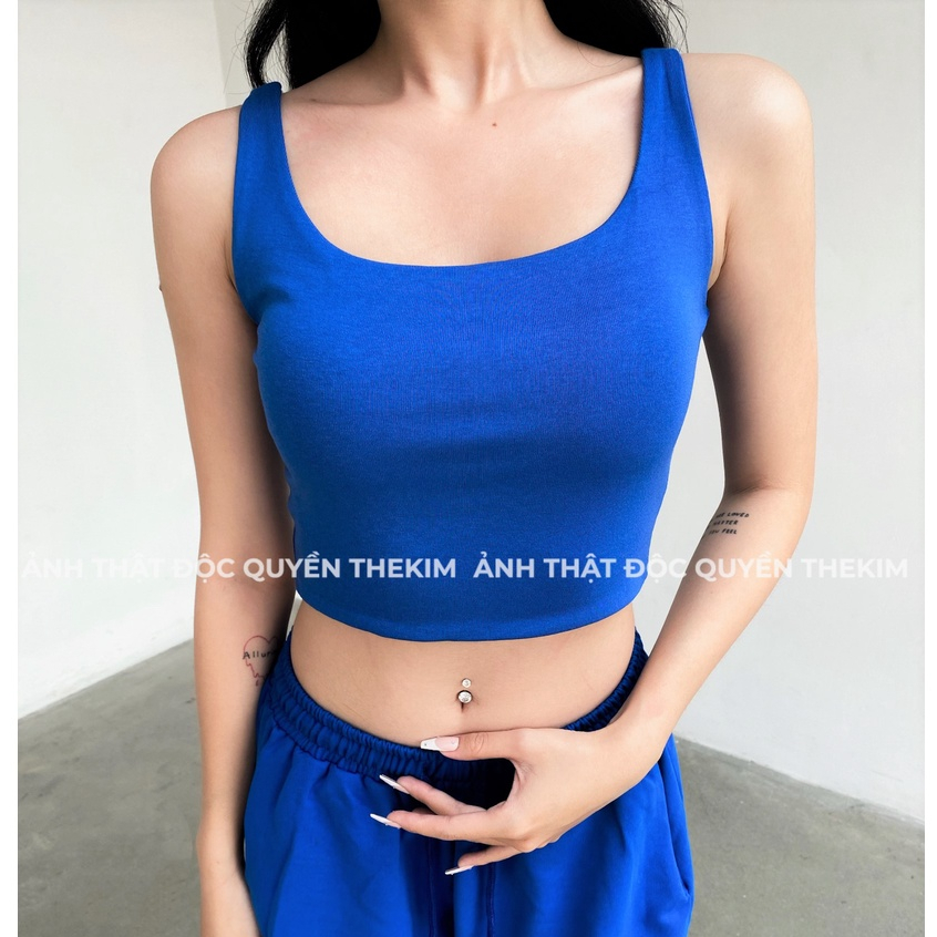 [Mã FADEP0610 giảm 10K đơn 99K] Áo croptop 2 dây cotton may hai lớp vải TheKim, áo 2 dây bản to cho nữ A108