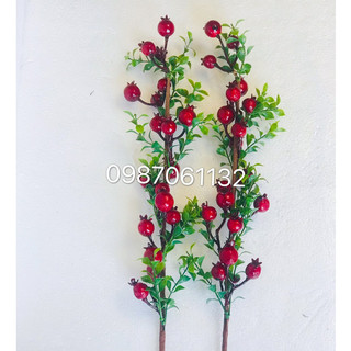 Cành lựu trái nhỏ cao 75cm decor trang tri
