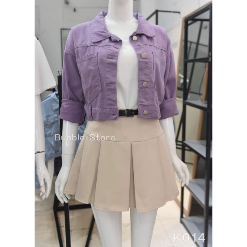 Áo khoác jean tím crop cao cấp