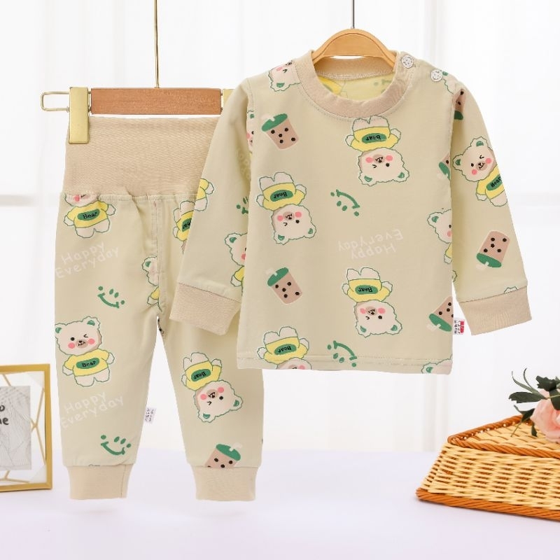 Bộ quần áo cạp cao thu đông hàng quảng châu , chất cotton len quảng châu mềm mịn bé trai bé gái 5-19kg