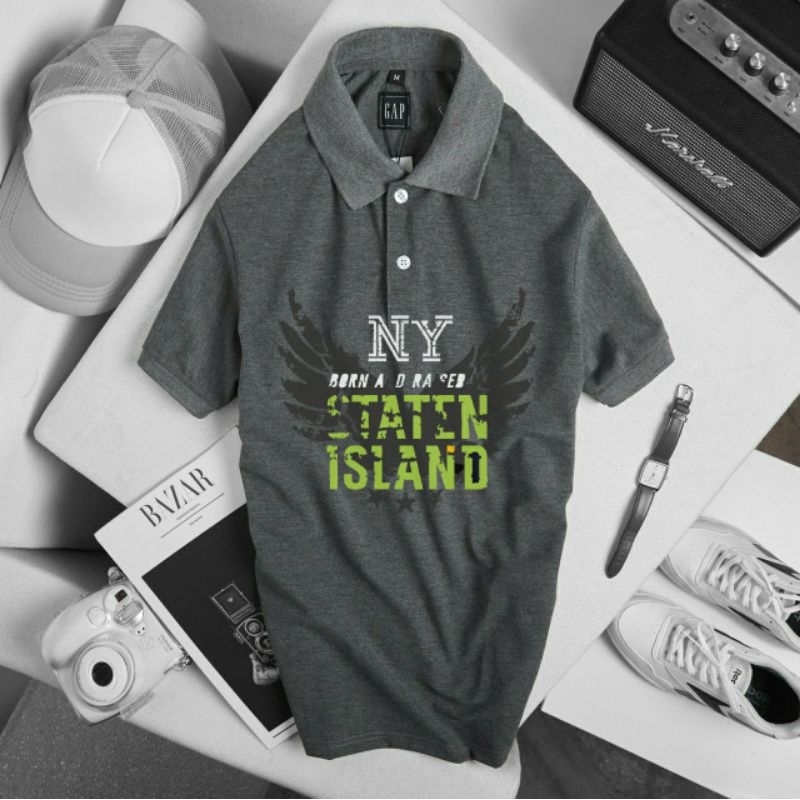 Áo thun nam có cổ ngắn tay polo thun cá sấu in 5 màu đen xám