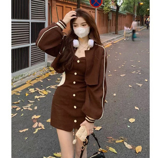 SET ĐẦM 2 DÂY NHUNG TĂM PHỐI KÈM KHOÁC TAY DÀI CÁ TÍNH (ẢNH SÀN ẢNH THẬT)