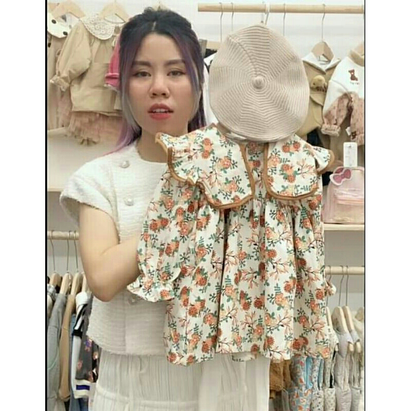 Váy nhung hoa nâu siêu xinh