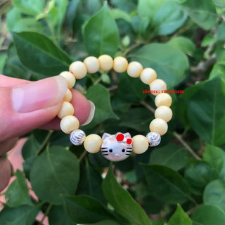 Vòng dâu tằm mèo bạc (Mặt mèo vòng charm 7 bi và 9 bi bạc nhận thay theo yêu cầu)