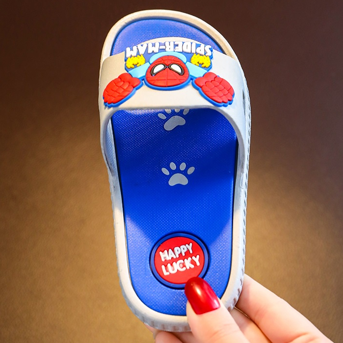 Dép Lê Cho Bé, Dép Bánh Mì Hình Người Nhện, Dép Siêu Nhân Chống Trơn Trượt, Dép Đẹp Màu Xám Cho Bé Trai Từ 3-11 Tuổi