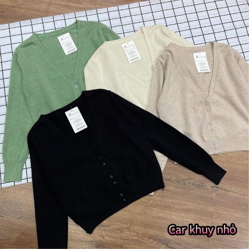 pass áo cardigan khuy nhỏ màu be đậm (used)