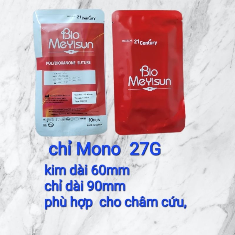 chỉ cấy đông y MONO kim dài 60mm -kim 27G, 1 bịch 10 sợi chỉ ,mã sản phẩm  MP-27-06