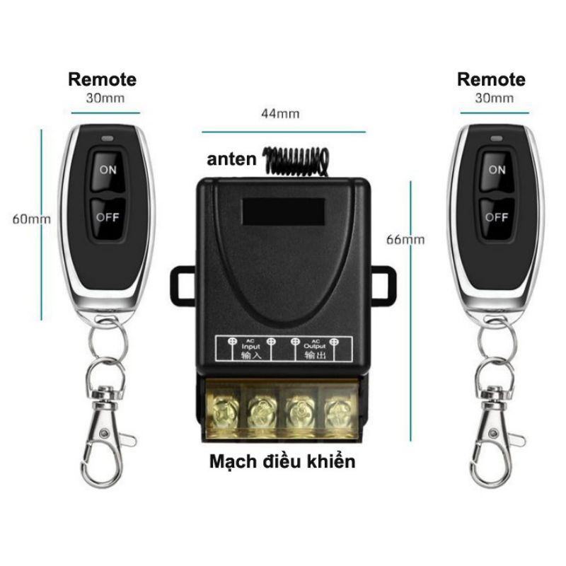 Công tắc điều khiển từ xa 2 remote Rf dùng cho máy bơm tải 1Kw 30A