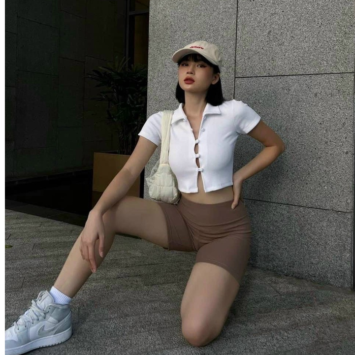 Set 3 quần legging đùi chất thun gân co giãn 4 chiều, quần đùi nữ co giãn nhiều màu Okélla ( 3 màu đen nâu be)