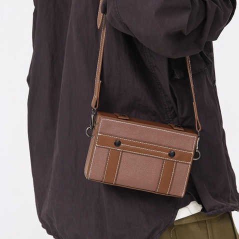 Túi da đeo chéo nam nữ unisex hình hộp chữ nhật chất liệu da PU chống thấm