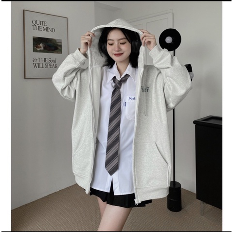 Áo Khoác, Áo Hoodie Zip Nỉ Bông Có Mũ Cinder Dáng Rộng Cho Nam Nữ