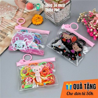 Dây buộc tóc cho bé gái không đau, chun buộc tóc kèm túi zip cute