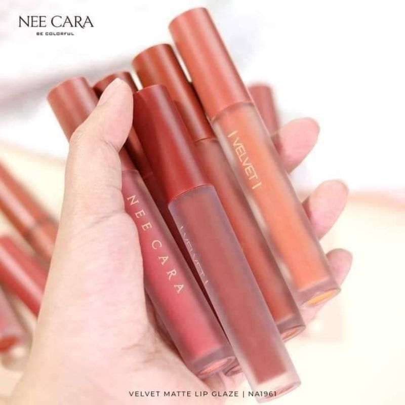 Son kem nhung lì Nee Cara Velvet Matte Lip Glaze Thái Lan màu 08 Red Velvet đỏ thuần