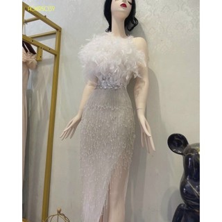 ✨ Đầm body rua đính lông kết đá✨ HÌNH THẬT