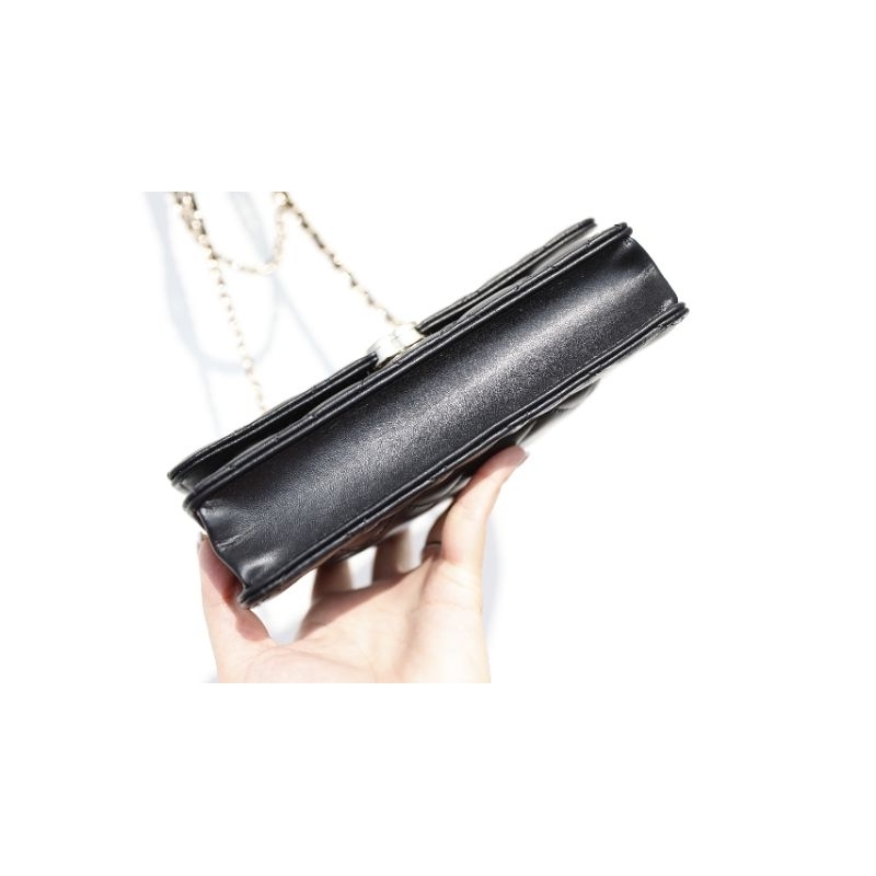 Túi xách nữ C.N WOC quai xách kim loại pha da sz19cm da bò 100% sang chảnh dã man fullbox nam châm