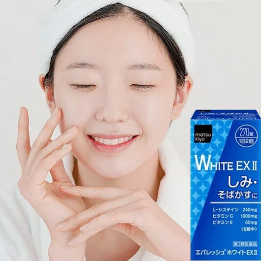 Trắng da White EX viên uống trắng da mặt body mờ nám tàn nhang chống lão hoá nâng từ 2-4 tone da[Tặng máy massage mặt]
