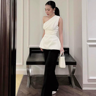 Áo peplum xếp ly eo lệch vai sang chảnh có 4 màu