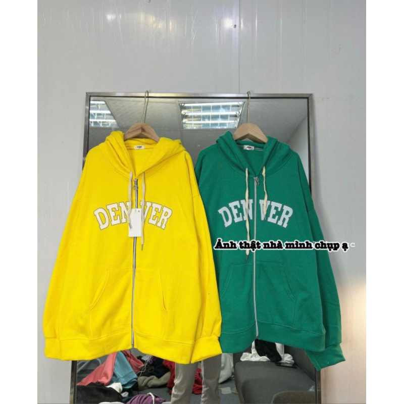 Áo khoác nỉ form rộng in chữ DENVER