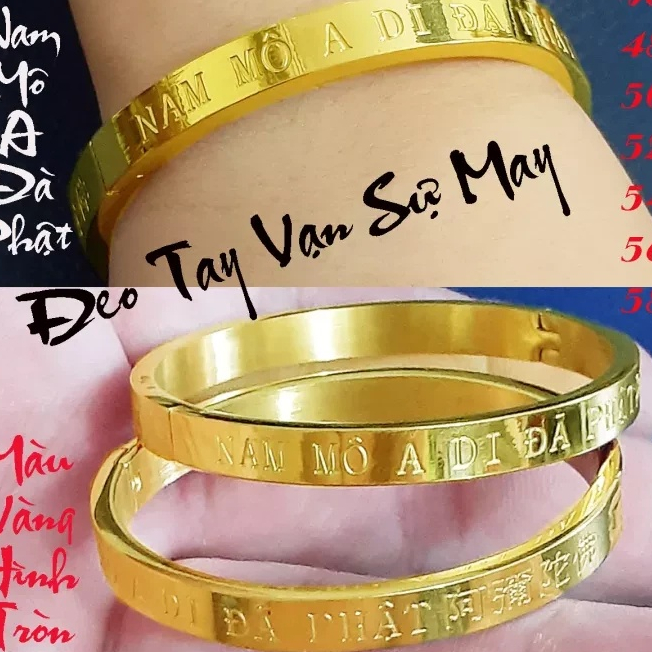 Vòng tay phong thủy khắc chữ: Nam Mô A Di Đà Phật 6mm màu vàng hình tròn siêu đẹp - Đeo tay vạn sự may - Tubicony