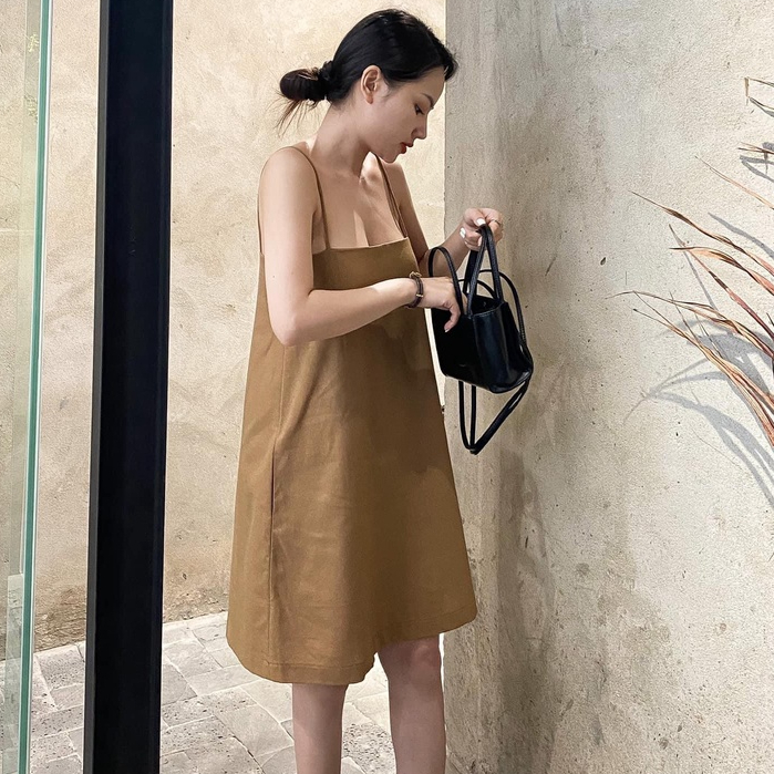 LENIN DRESS 🤎 Đầm Hai Dây Chất Lenin Basic Dress mùa hè xinh yêu