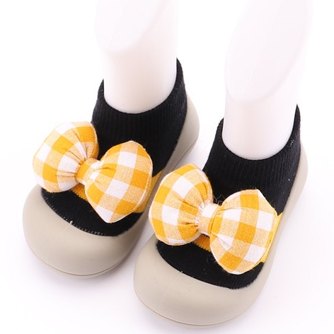 Giày Nơ Hoạt Hình Búp Bê Đế Mềm Cho, Co Giãn Tốt, Chống Trơn Trượt, Giày Cho Bé Từ 9 Tháng Tuổi Đến 5 Tuổi Nơ Màu Vàng