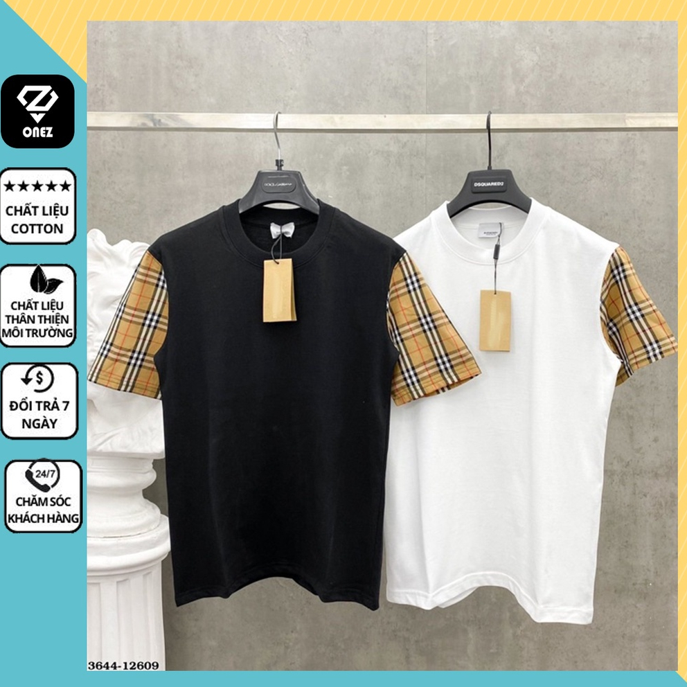Áo Thun Burberry Kẻ Sọc Tay Áo Phông Tay Kẻ Vàng BBR cho Nam Nữ Unisex Chất Lụa Mát Mịn