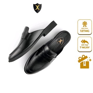 Giày sục nam công sở xoăn shop da pu pu size 38 đến 42 màu đen - s008