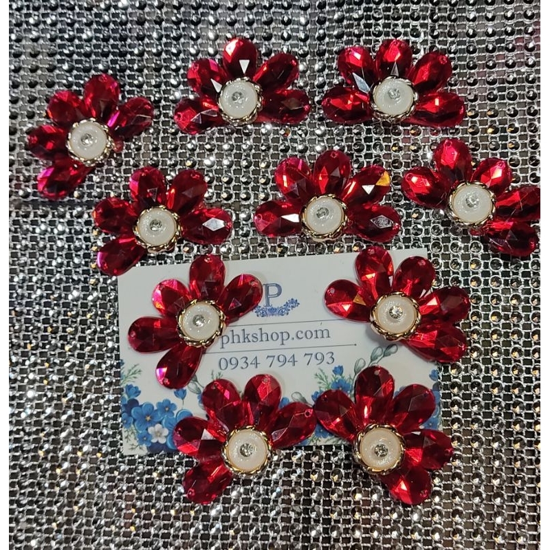 Hoa đá gắn cây phát tài soắn làm sẵn gắn liền size to ~6.5cm phk shop