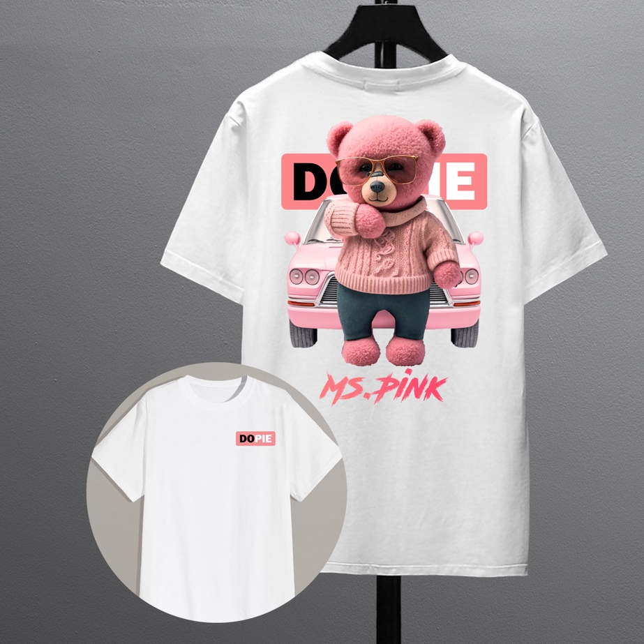 Áo thun Gấu 3D form rộng tay lỡ Local Brand DOPIE 100% cotton Oversize B307