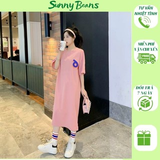 Váy suông đầm suông nốt nhạc form dài chất cotton cổ tròn