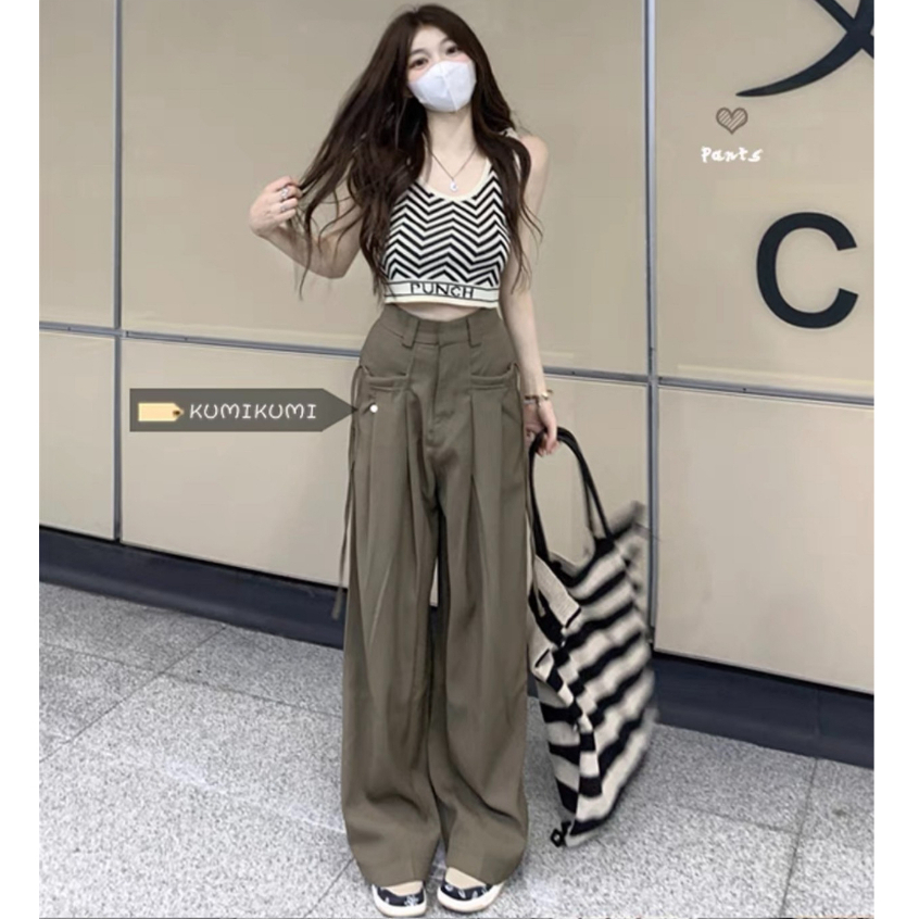 Quần ống rộng nữ hottrend 2 túi trước, dây nơ xinh. chất rủ. mịn mượt. cao cấp. mặc đi chơi. đi làm đều đẹp
