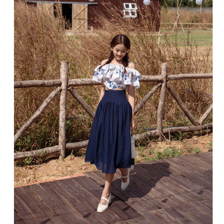 Olv - chân váy elisa navy skirt
