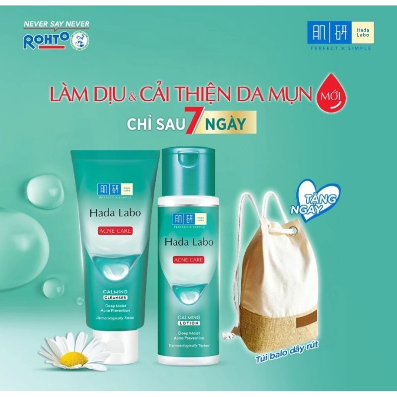 BỘ ĐÔI CHĂM SÓC DA MỤN HADA LABO ACNE CARE (Kem rửa mặt 80g + Dung dịch dưỡng 170ml) tặng kèm Balo