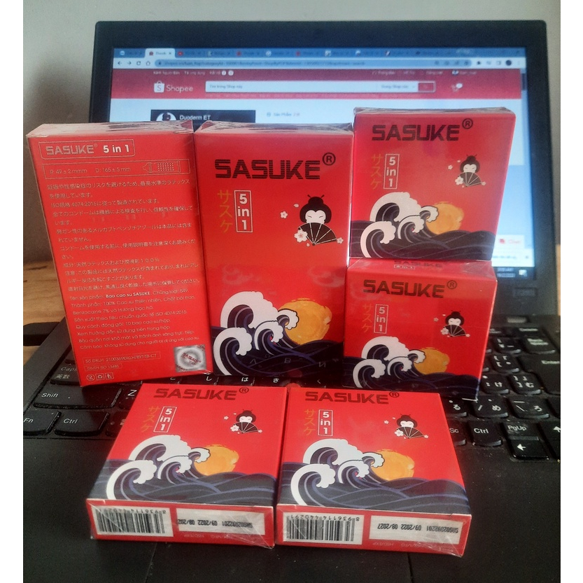Bao cao su SASUKE 5in1 S49 (Chính hãng) - 100% cao su tự nhiên, giúp thăng hoa bất tận, cảm xúc dâng trào...