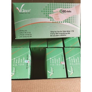   hộp 100 chiếc  Găng tay y tế VGlove không bột size XS S M L 